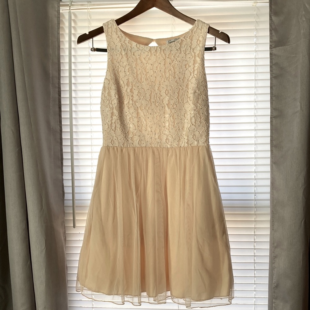 Blush Lace Bodice Short Formal/Cocktail Dress